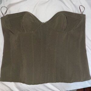 ZARA WOMAN NWT SS22 KHAKI CORSET TOP REF 8247/707 SIZE M
